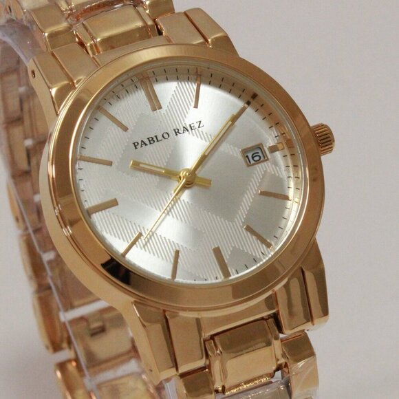 Ladies Quartz Fashion Watch Gold Tone Silver Dial 34mm - Picture 8 of 13